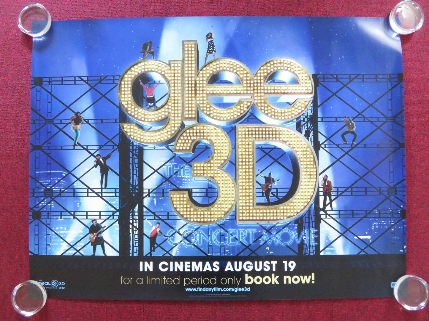 GLEE: THE 3D CONCERT MOVIE UK QUAD (30"x 40") ROLLED POSTER DIANNA AGRON 2011 Rendezvous Cinema Movie posters