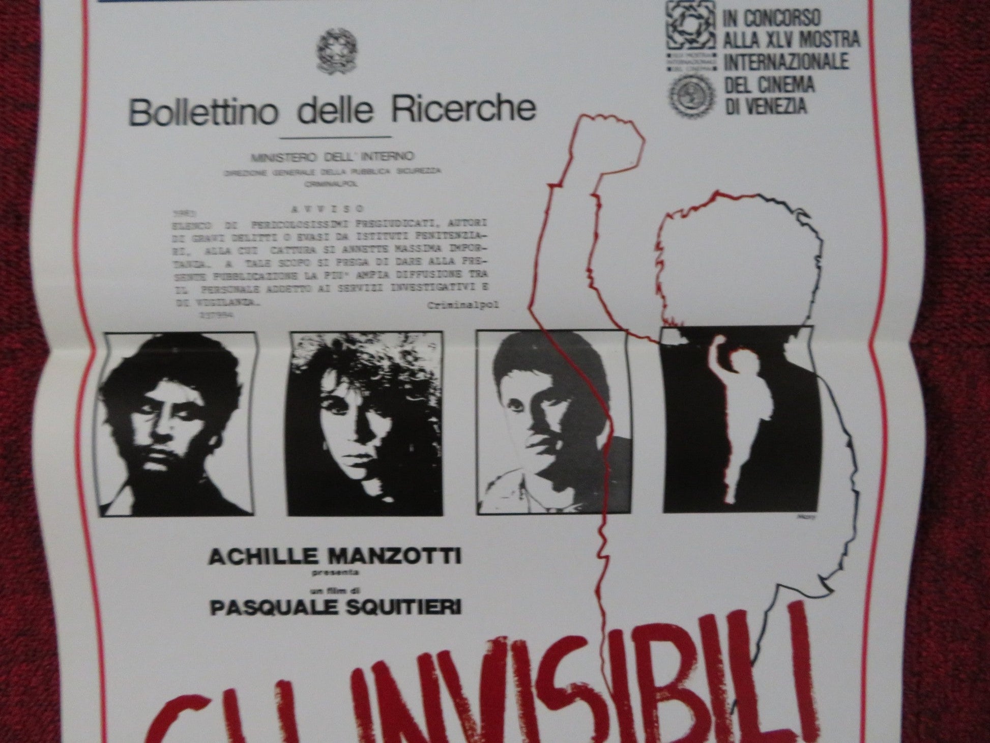 GLI INVISIBILI ITALIAN LOCANDINA POSTER ALFREDO ROTELLA GIULIA FOSSA 1988 Rendezvous Cinema Movie posters