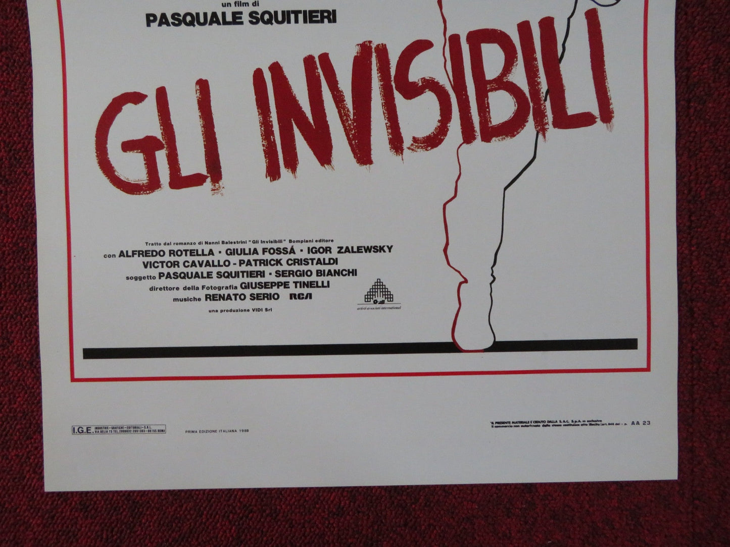 GLI INVISIBILI ITALIAN LOCANDINA POSTER ALFREDO ROTELLA GIULIA FOSSA 1988 Rendezvous Cinema Movie posters