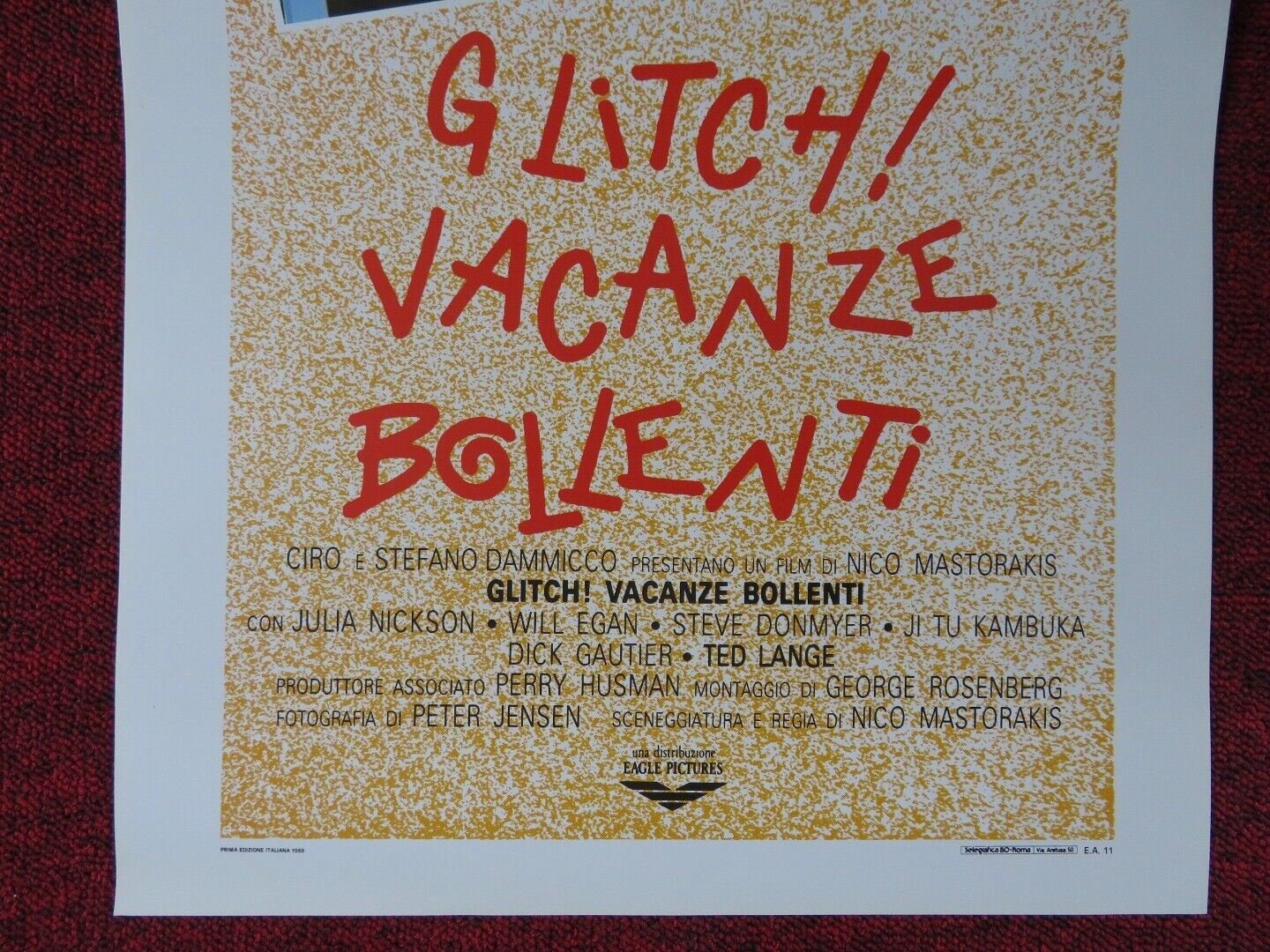GLITCH! ITALIAN LOCANDINA (27.5"x13") POSTER WILL EGAN STEVE DONMYER 1988 Movie posters