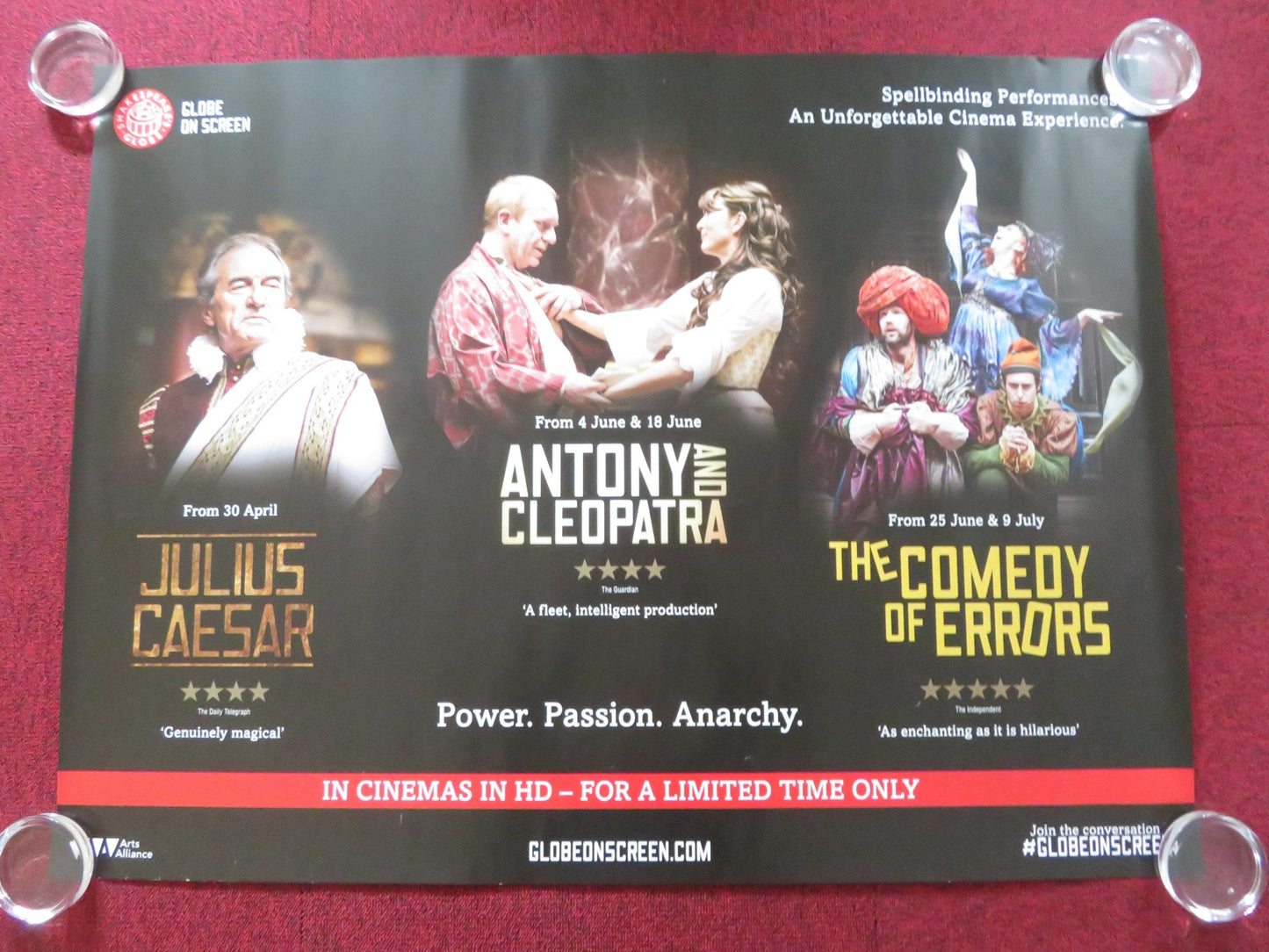 GLOBE ON SCREEN: JULIUS CAESAR ANTONY & CLEOPATRA UK QUAD ROLLED POSTER 2015 Rendezvous Cinema Movie posters