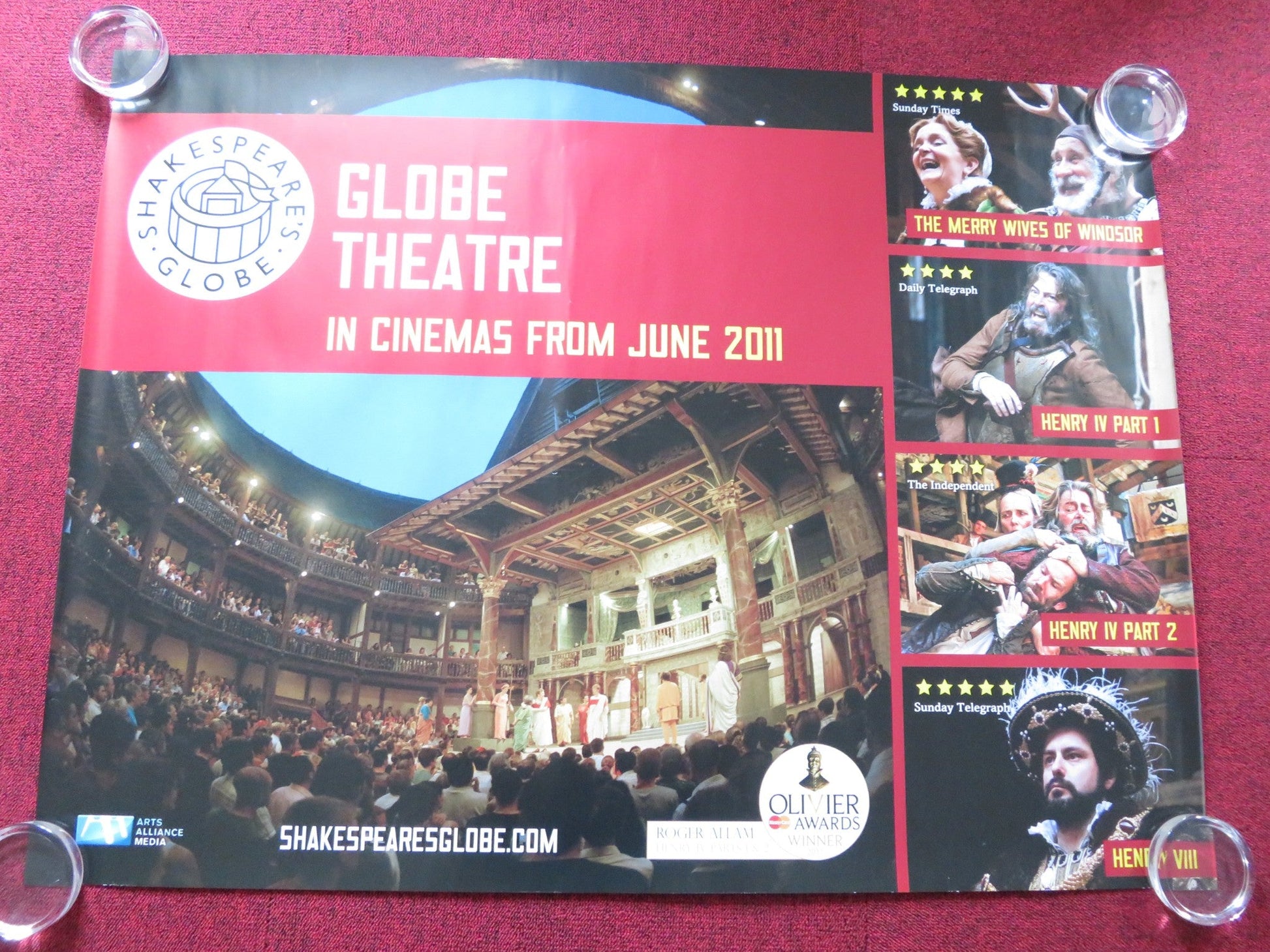 GLOBE THEATRE IN CINEMAS UK QUAD (30"x 40") ROLLED POSTER HENRY IV 2011 Rendezvous Cinema Movie posters