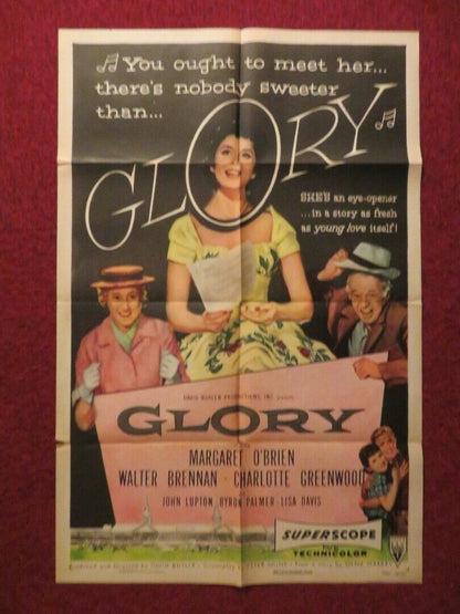 GLORY FOLDED US ONE SHEET POSTER MARGERET O'BRIEN WALTER BRENNAN 1956 Movie posters