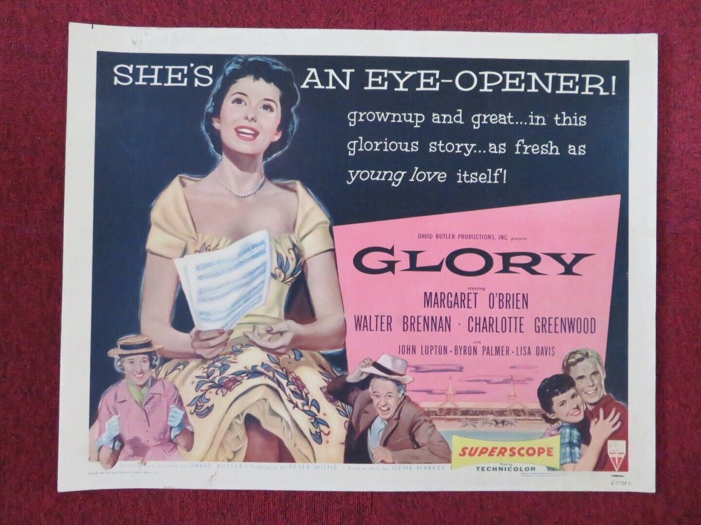 GLORY US HALF SHEET (22"x 28") POSTER MARGARET O'BRIEN 1955 Movie posters