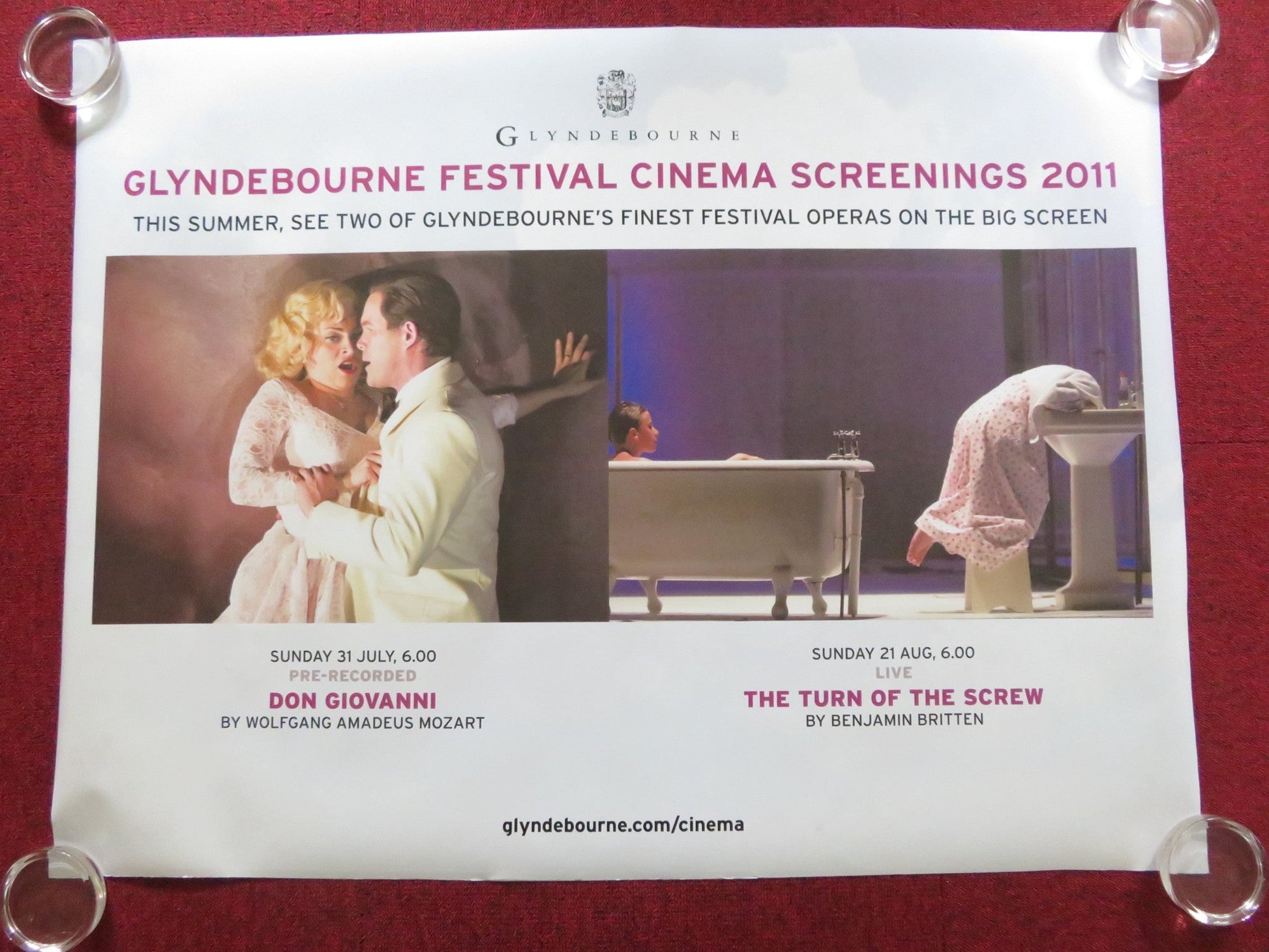 GLYNDEBOURNE FESTIVAL CINEMA SCREENINGS UK QUAD (30"x 40") ROLLED POSTER 2011 Rendezvous Cinema Movie posters