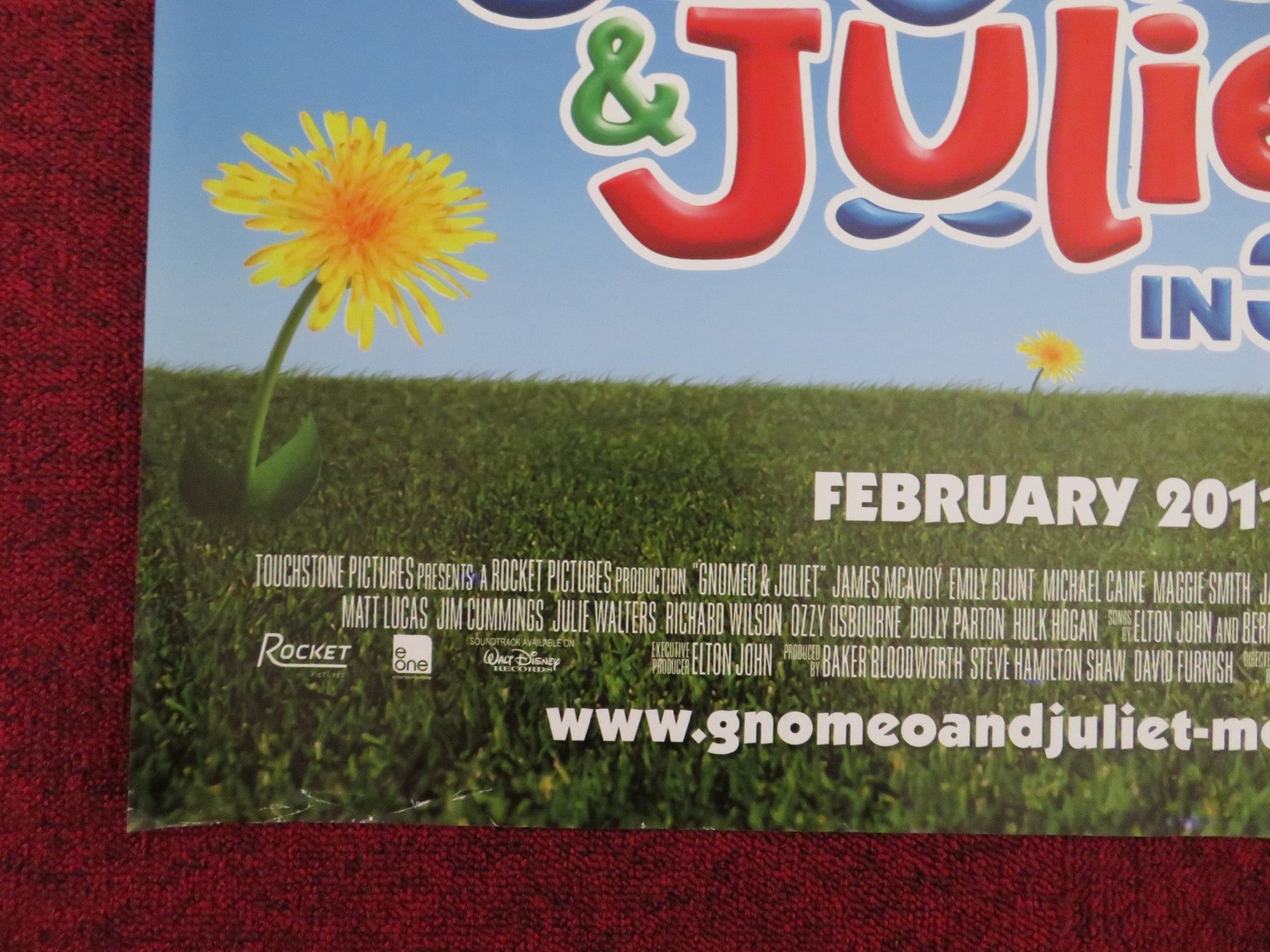 GNOMEO AND JULIET UK QUAD (30"x 40") ROLLED POSTER JAMES MCAVOY EMILY BLUNT 2011 Rendezvous Cinema Movie posters