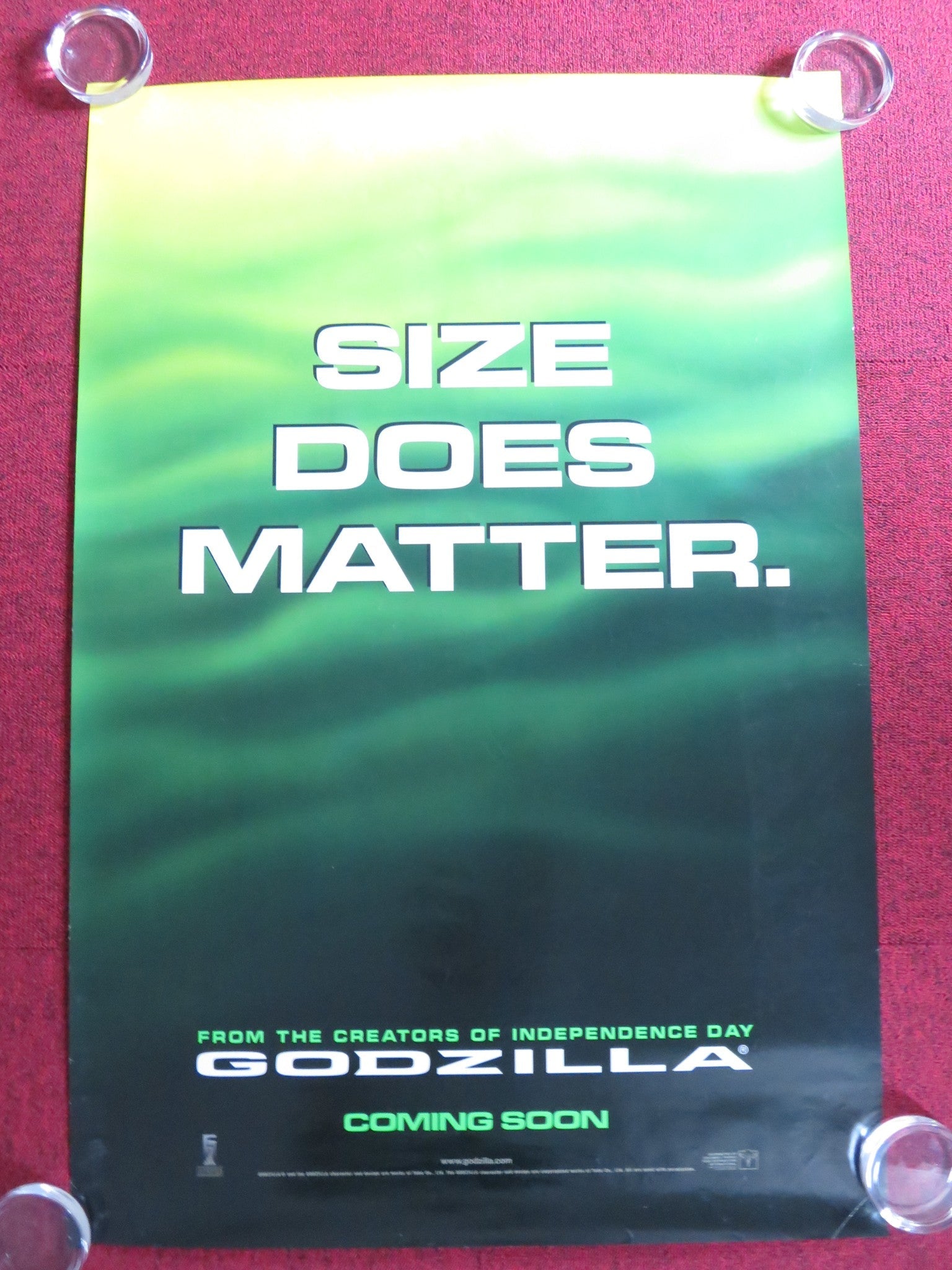 GODZILLA US ONE SHEET ROLLED POSTER MATTHEW BRODERICK JEAN RENO 1998 Rendezvous Cinema Movie posters