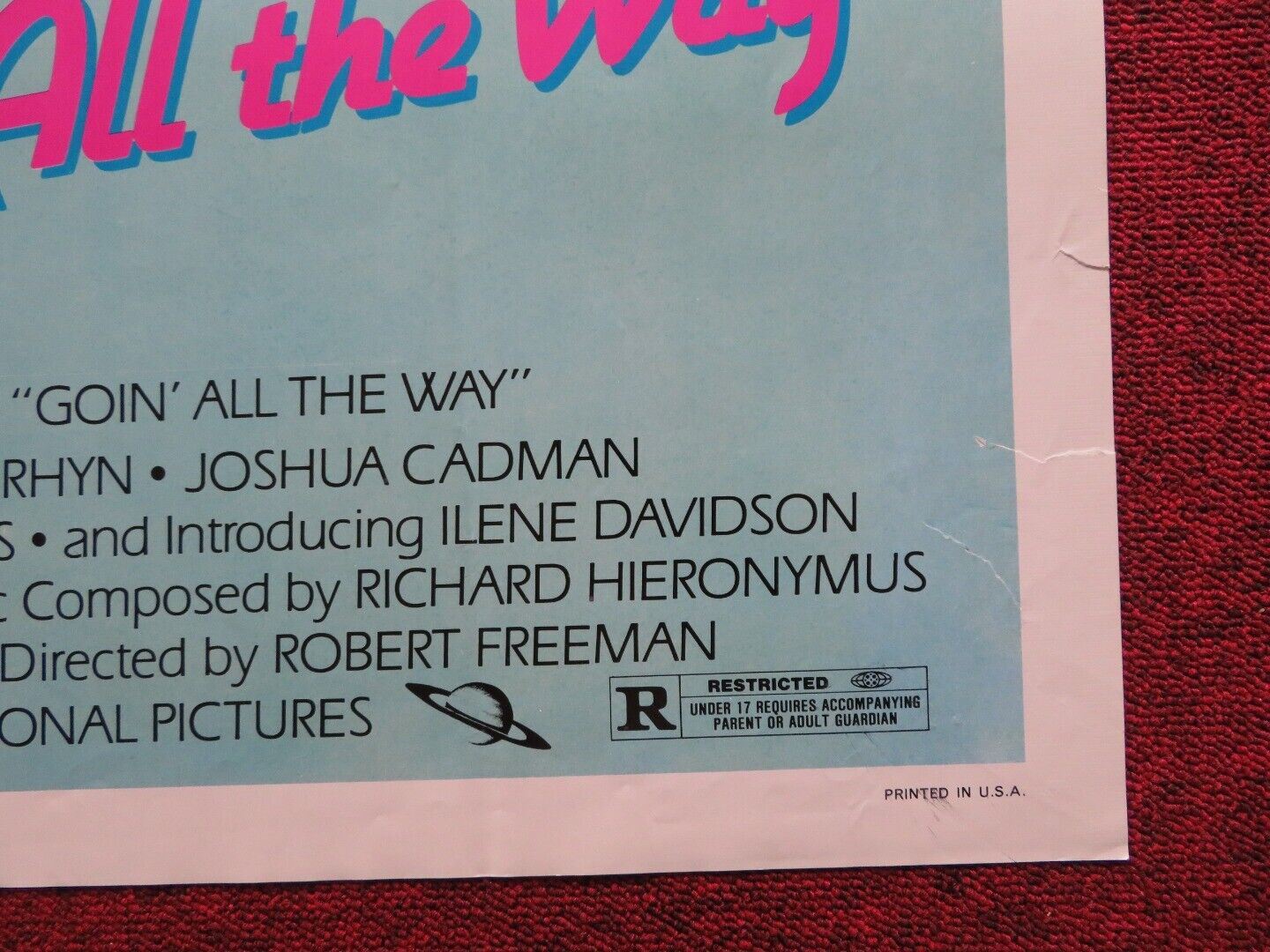 GOIN' ALL THE WAY FOLDED US ONE SHEET POSTER DAN WALDMAN DEBORAH VAN RHYN 1981 Movie posters