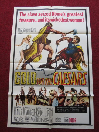 GOLD FOR THE CAESARS FOLDED US ONE SHEET POSTER JEFFREY HUNTER M. DEMONGEOT 1964 Rendezvous Cinema Movie posters