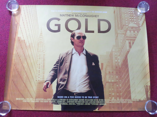 GOLD UK QUAD ROLLED POSTER MATTHEW MCCONAUGHEY EDGAR RAMIREZ 2016 Rendezvous Cinema Movie posters