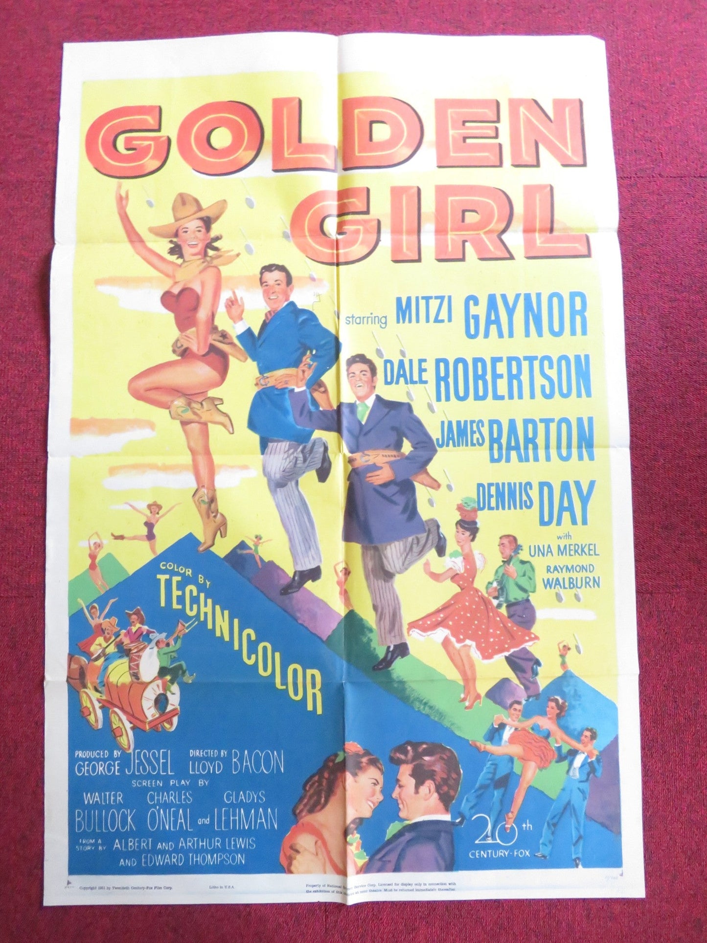 GOLDEN GIRL FOLDED US ONE SHEET POSTER MITZI GAYNOR DALE ROBERTSON 1951 Rendezvous Cinema Movie posters
