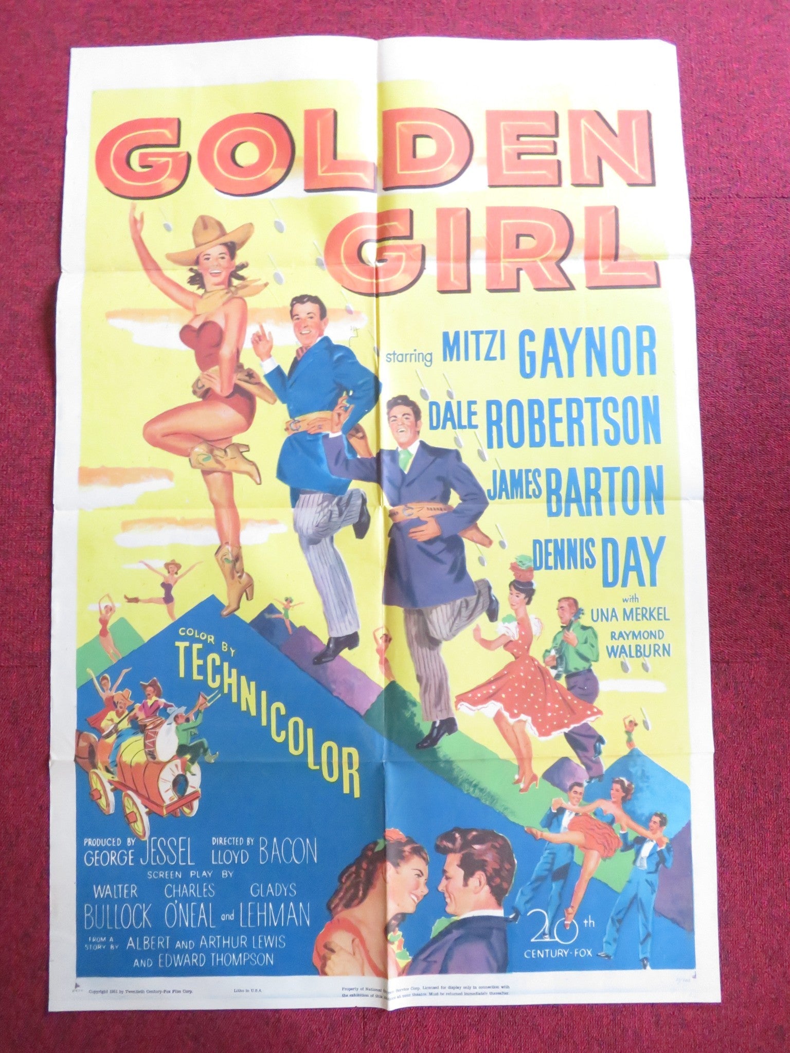 GOLDEN GIRL FOLDED US ONE SHEET POSTER MITZI GAYNOR DALE ROBERTSON 1951 Rendezvous Cinema Movie posters