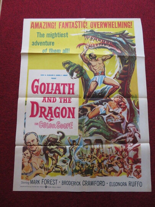 GOLIATH AND THE DRAGON FOLDED TURKISH ONE SHEET POSTER MARK FOREST 1960 Movie posters