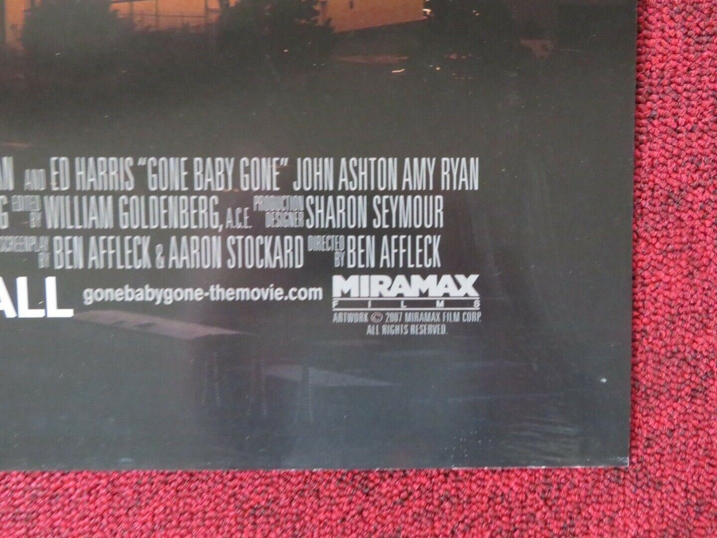 GONE BABY GONE FOLDED US ONE SHEET POSTER CASEY AFFLECK ED HARRIS 2007 Movie posters