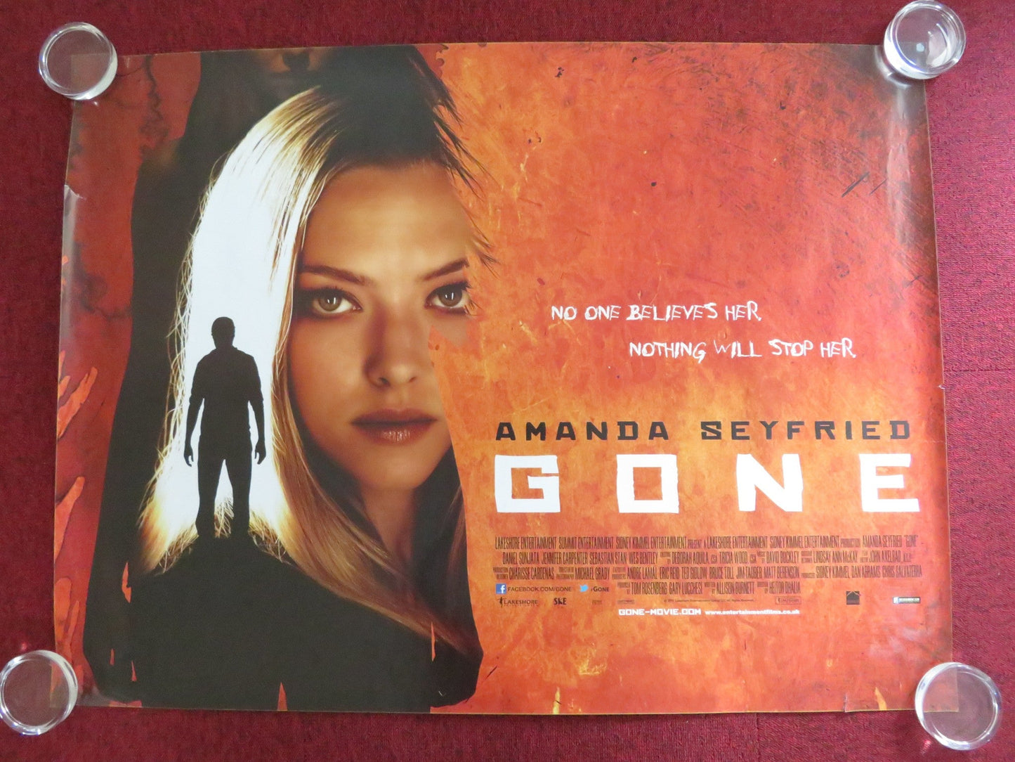 GONE QUAD (30"x 40") ROLLED POSTER AMANDA SEYFRIED DANIEL SUNJATA 2012 Rendezvous Cinema Movie posters