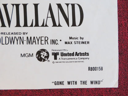 GONE WITH THE WIND FOLDED US ONE SHEET POSTER CLARK GABLE VIVIEN LEIGH R1980 Rendezvous Cinema Movie posters