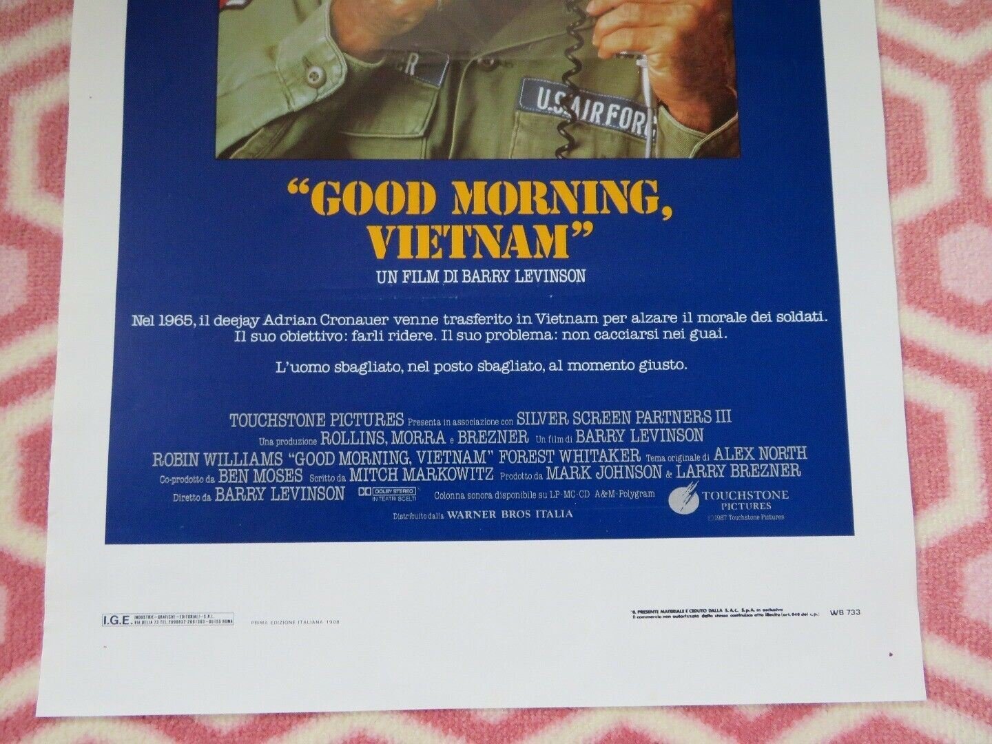 GOOD MORNING VIETNAM ITALIAN LOCANDINA (27.5"x 13.5") POSTER ROBIN WILLIAMS 1987 Rendezvous Cinema Movie posters