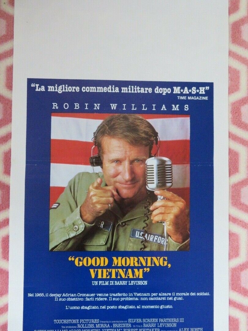 GOOD MORNING VIETNAM ITALIAN LOCANDINA (27.5"x 13.5") POSTER ROBIN WILLIAMS 1987 Rendezvous Cinema Movie posters