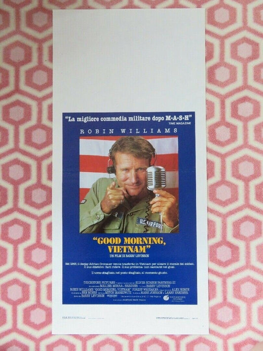 GOOD MORNING VIETNAM ITALIAN LOCANDINA (27.5"x 13.5") POSTER ROBIN WILLIAMS 1987 Rendezvous Cinema Movie posters