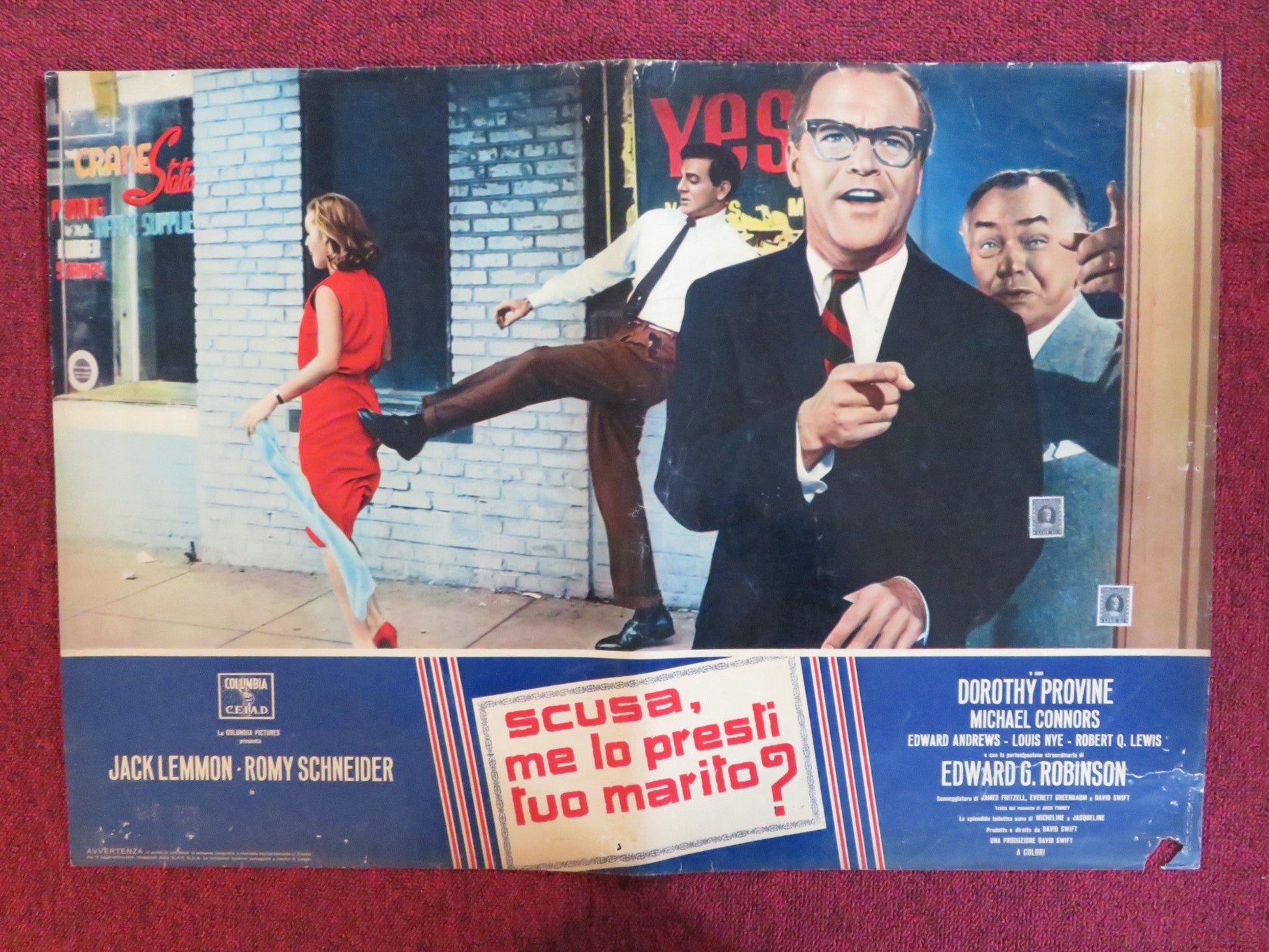 GOOD NEIGHBOR SAM - D ITALIAN FOTOBUSTA POSTER JACK LEMMON ROMY SCHNEIDER 1964 Rendezvous Cinema Movie posters