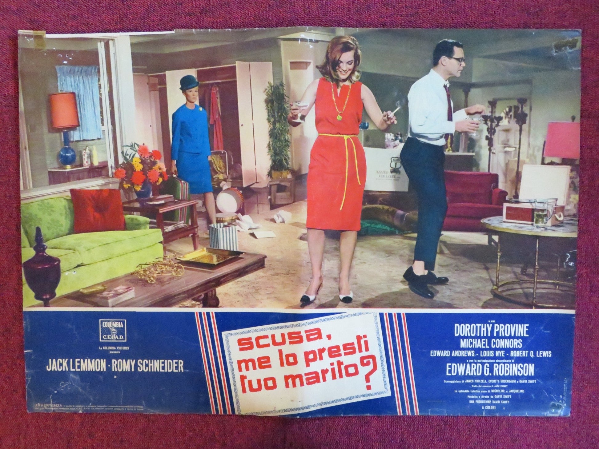 GOOD NEIGHBOR SAM - E ITALIAN FOTOBUSTA POSTER JACK LEMMON ROMY SCHNEIDER 1964 Rendezvous Cinema Movie posters