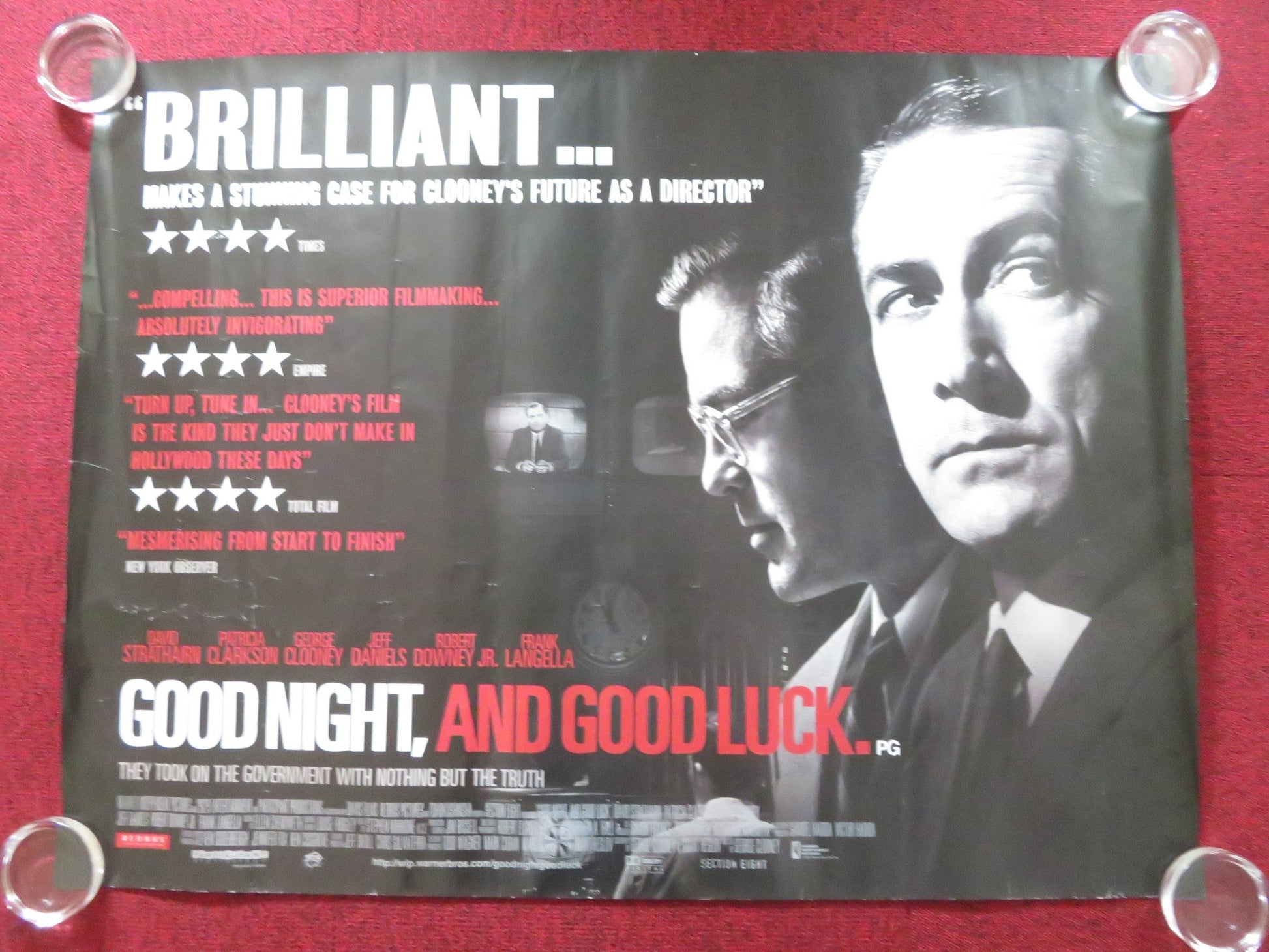 GOOD NIGHT, AND GOOD LUCK UK QUAD ROLLED POSTER JEFF DANIELS D. STRATHAIRN 2005 Rendezvous Cinema Movie posters