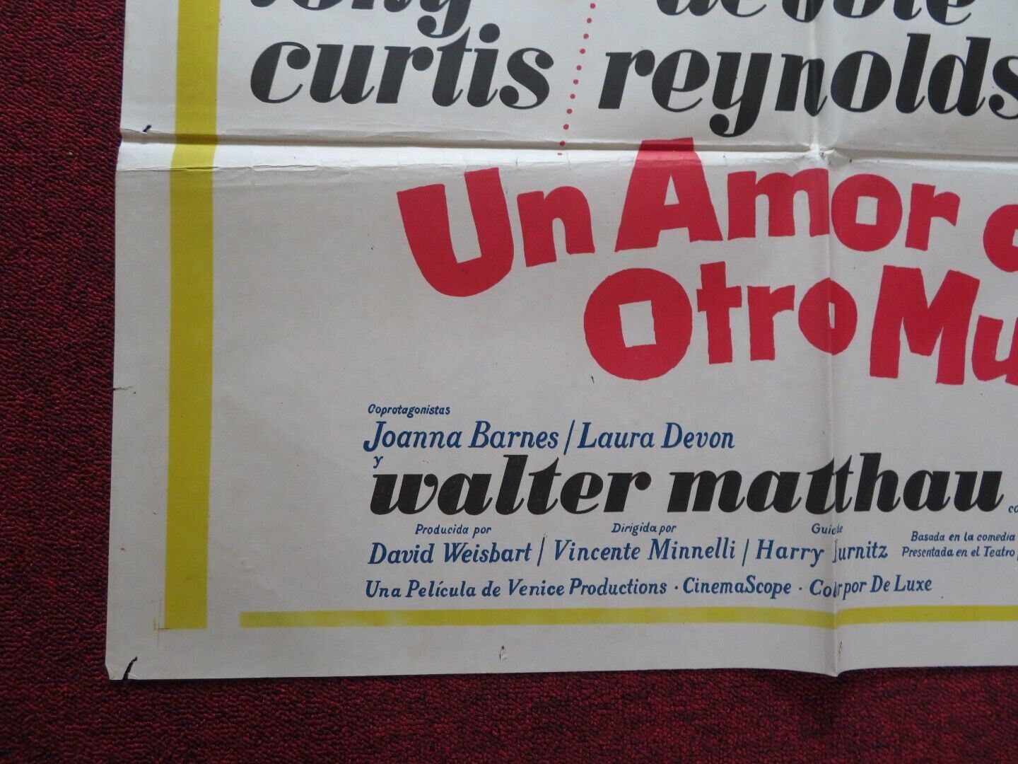 GOODBYE CHARLIE FOLDED ARGENTINA ONE SHEET POSTER TONY CURTIS DEBBIE REYNOLDS Movie posters