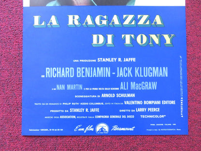 GOODBYE, COLUMBUS ITALIAN LOCANDINA POSTER RICHARD BENJAMIN JACK KLUGMAN 1969 Rendezvous Cinema Movie posters