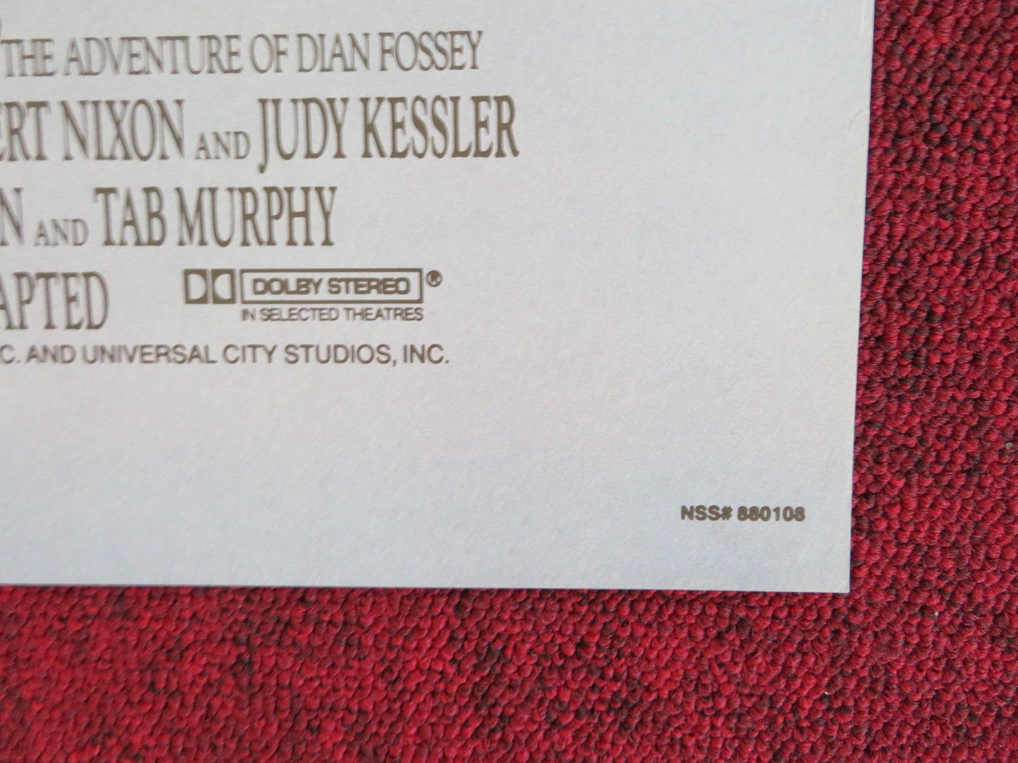 GORILLAS IN THE MIST US ONE SHEET ROLLED POSTER S. WEAVER BRYAN BROWN 1988 Rendezvous Cinema Movie posters