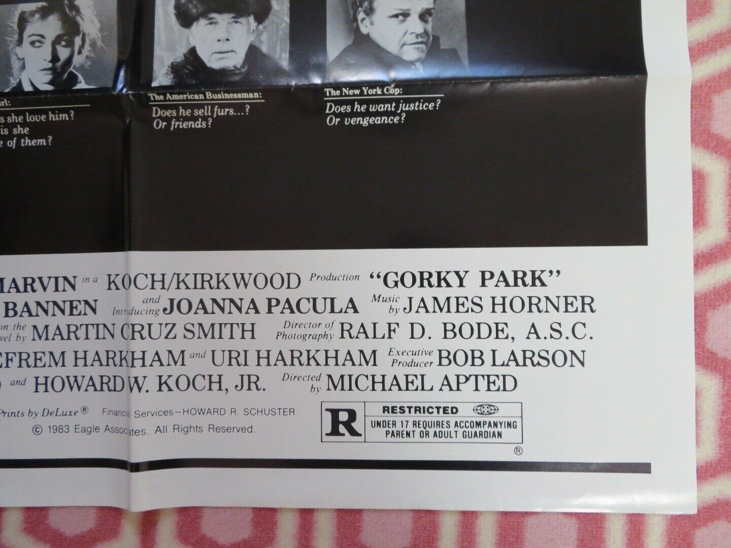 GORKY PARK US ONE SHEET POSTER 1983 WILLIAM HURT LEE MARVIN Rendezvous Cinema Movie posters