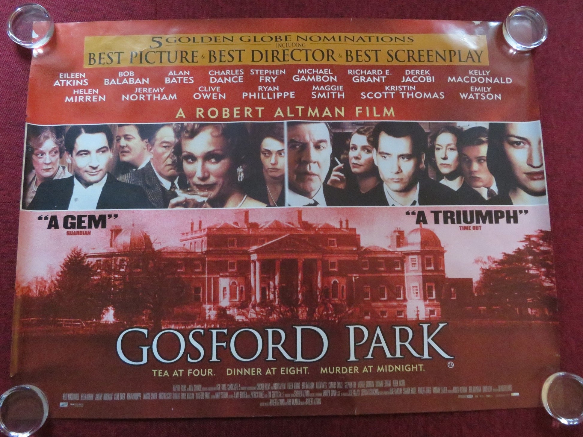 GOSFORD PARK UK QUAD (30"x 40") ROLLED POSTER MAGGIE SMITH MICHAEL GAMBON 2001 Rendezvous Cinema Movie posters
