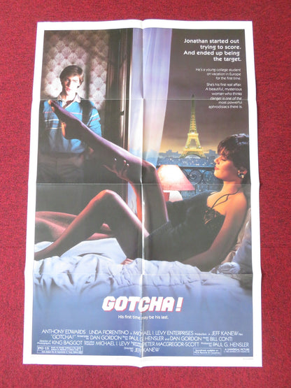 GOTCHA! FOLDED US ONE SHEET POSTER ANTHONY EDWARDS LINDA FIORENTINO 1985 Rendezvous Cinema Movie posters