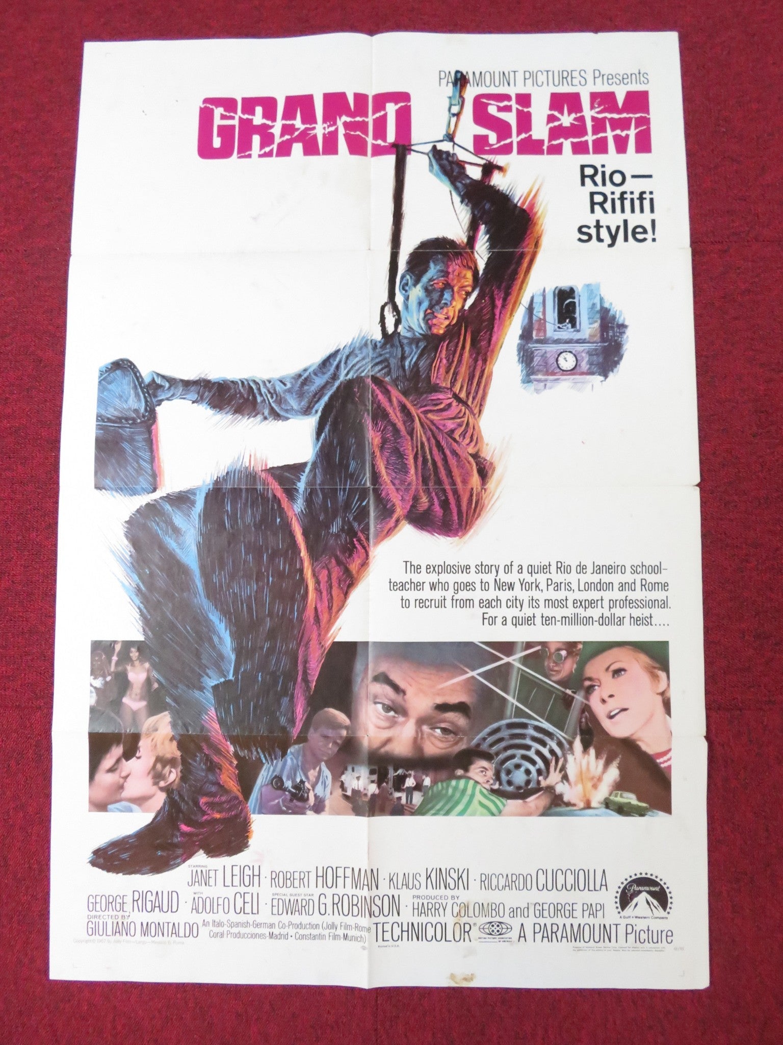 GRAND SLAM FOLDED US ONE SHEET POSTER JANET LEIGH ROBERT HOFFMAN 1967 Rendezvous Cinema Movie posters