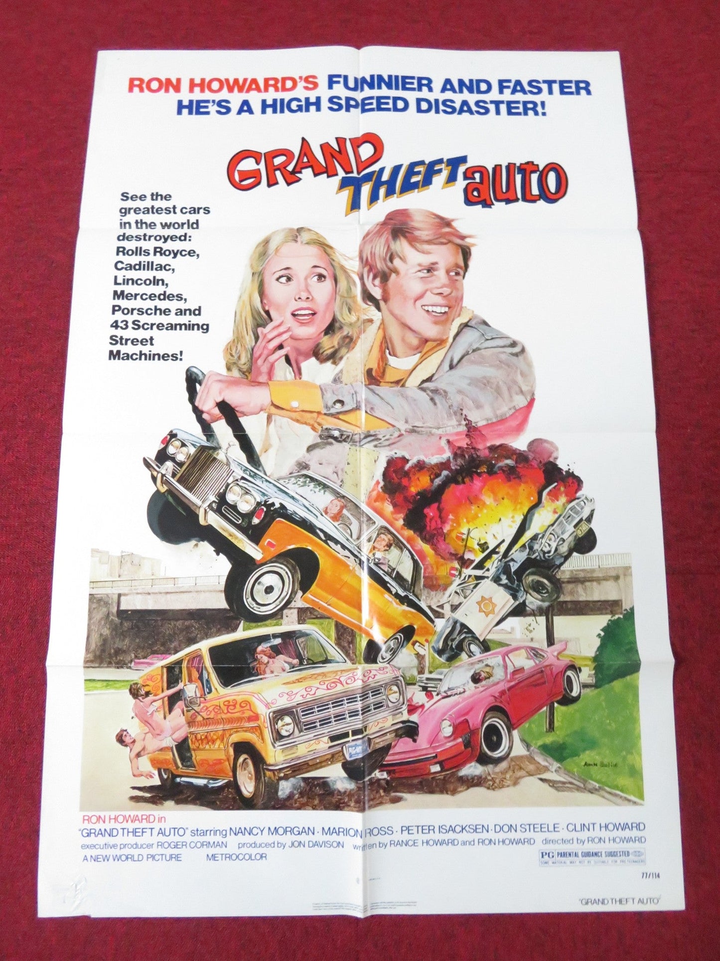 GRAND THEFT AUTO FOLDED US ONE SHEET POSTER RON HOWARD NANCY MORGAN 1977 Rendezvous Cinema Movie posters
