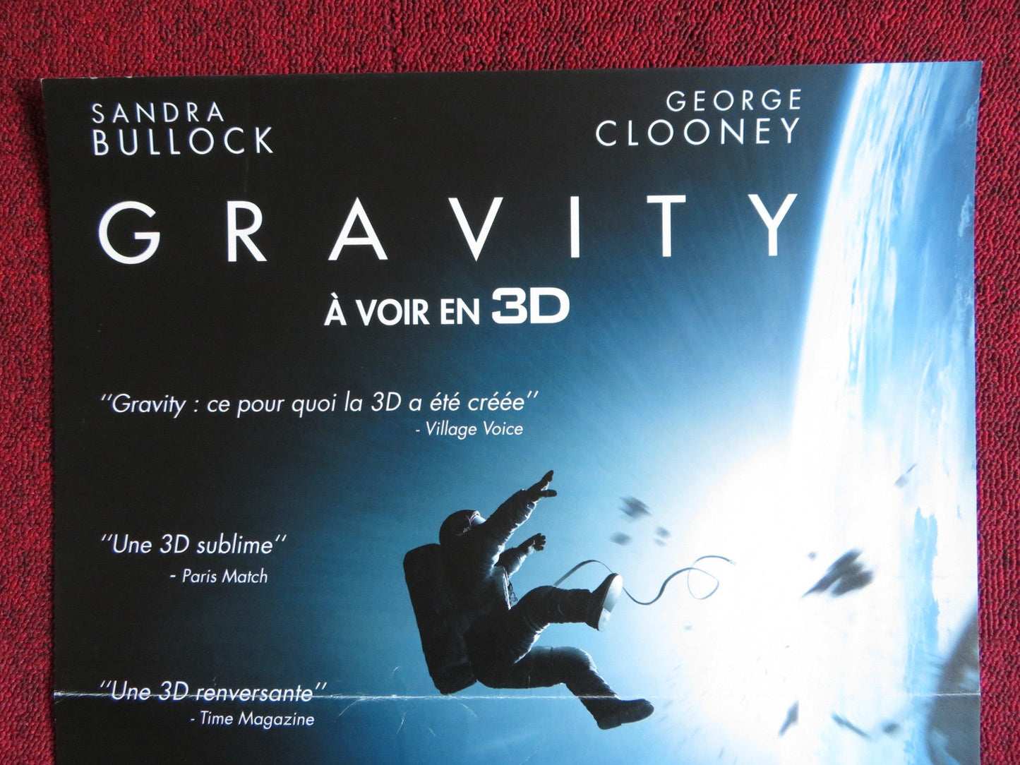 GRAVITY FRENCH (15.5" x 20.5") POSTER SANDRA BULLOCK GEORGE CLOONEY 2013 Rendezvous Cinema Movie posters