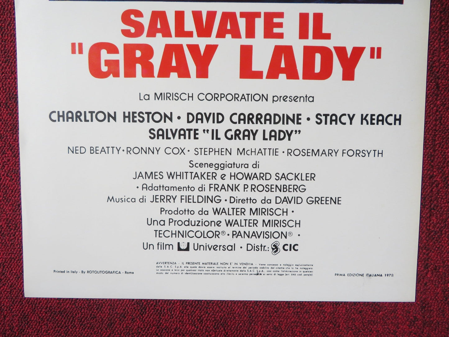 GRAY LADY DOWN ITALIAN LOCANDINA POSTER CHARLTON HESTON DAVID CARRADINE 1978 Rendezvous Cinema Movie posters
