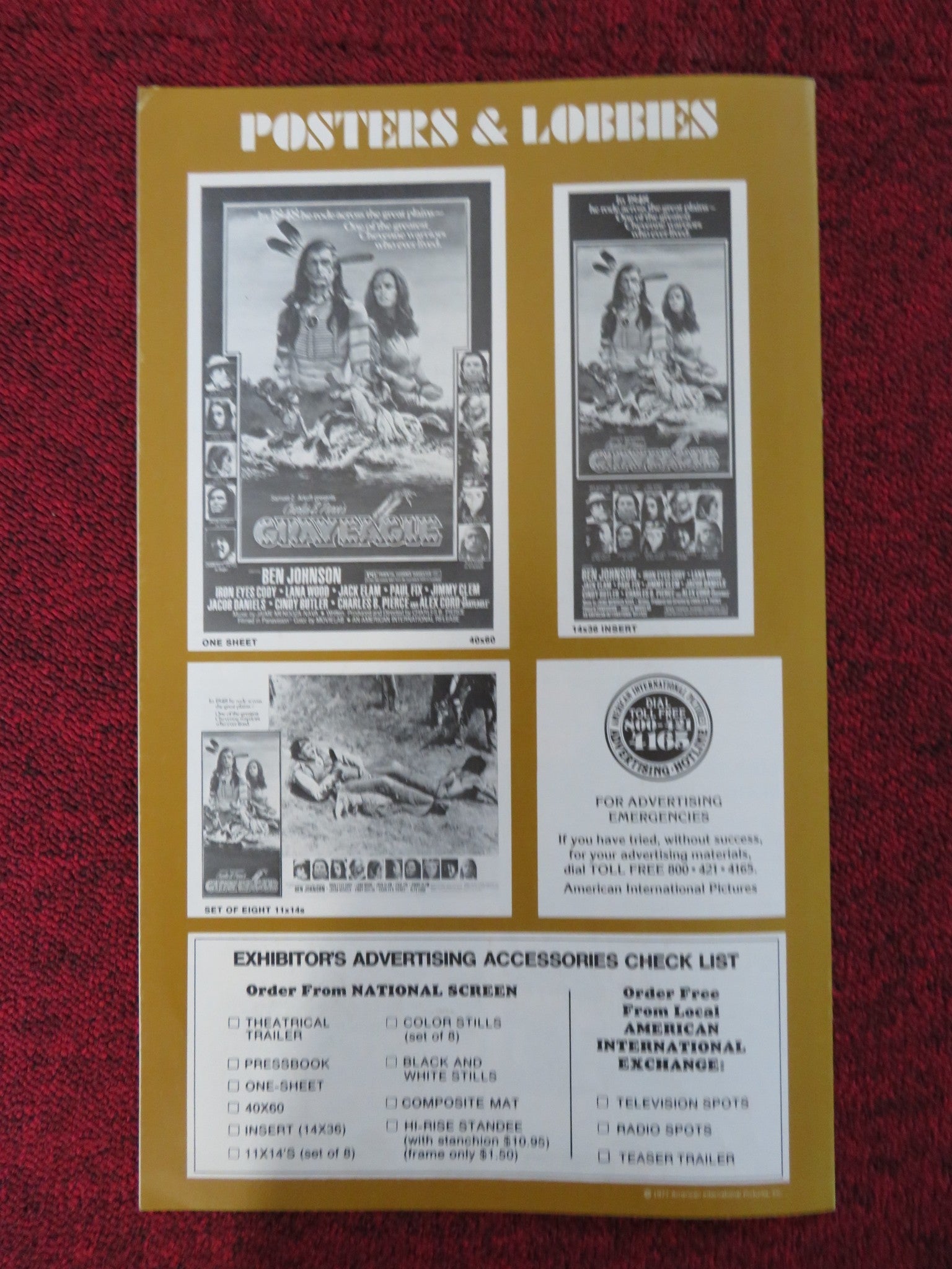 GRAYEAGLE UNCUT AMERICAN INTERNATIONAL PRESS BOOK BEN JOHNSON LANA WOOD 1977 Rendezvous Cinema Movie posters