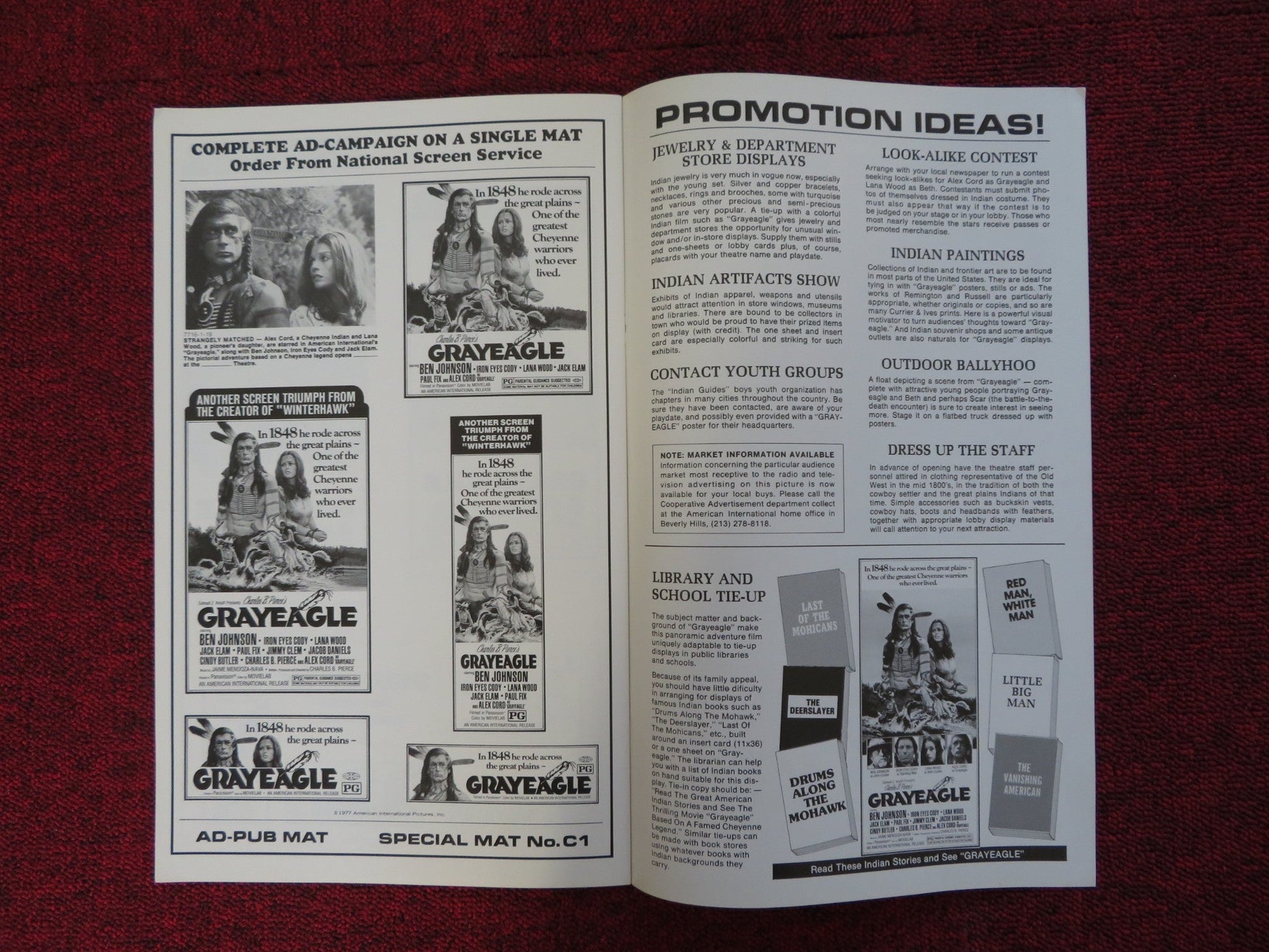 GRAYEAGLE UNCUT AMERICAN INTERNATIONAL PRESS BOOK BEN JOHNSON LANA WOOD 1977 Rendezvous Cinema Movie posters