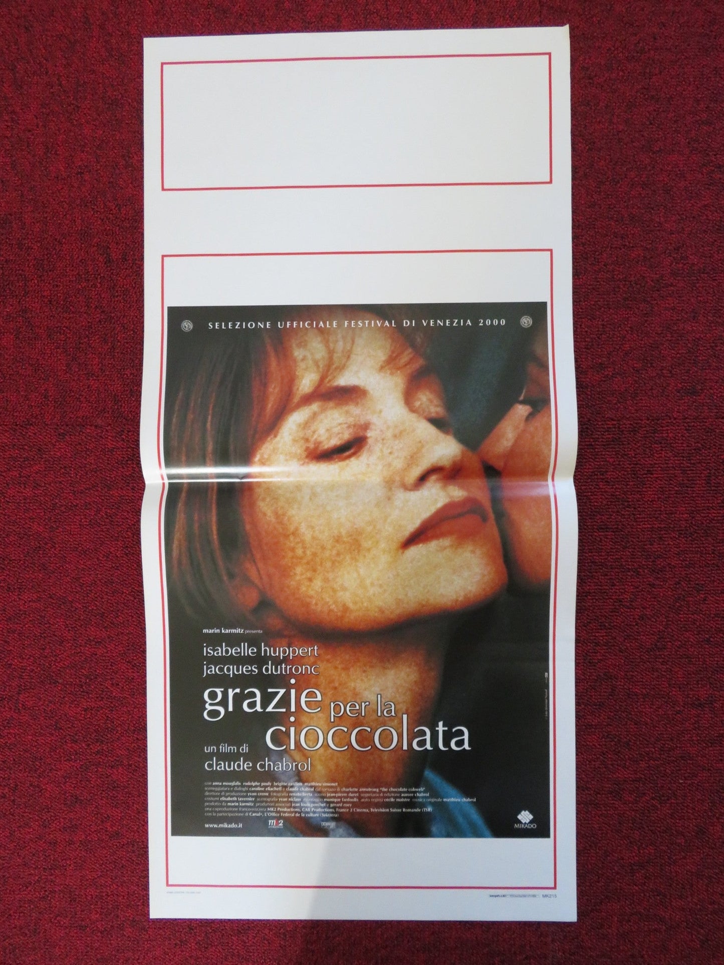 GRAZIE PER LA CIOCCOLATA ITALIAN LOCANDINA POSTER ISABELLE HUPPERT J. DUTRO 2000 Rendezvous Cinema Movie posters
