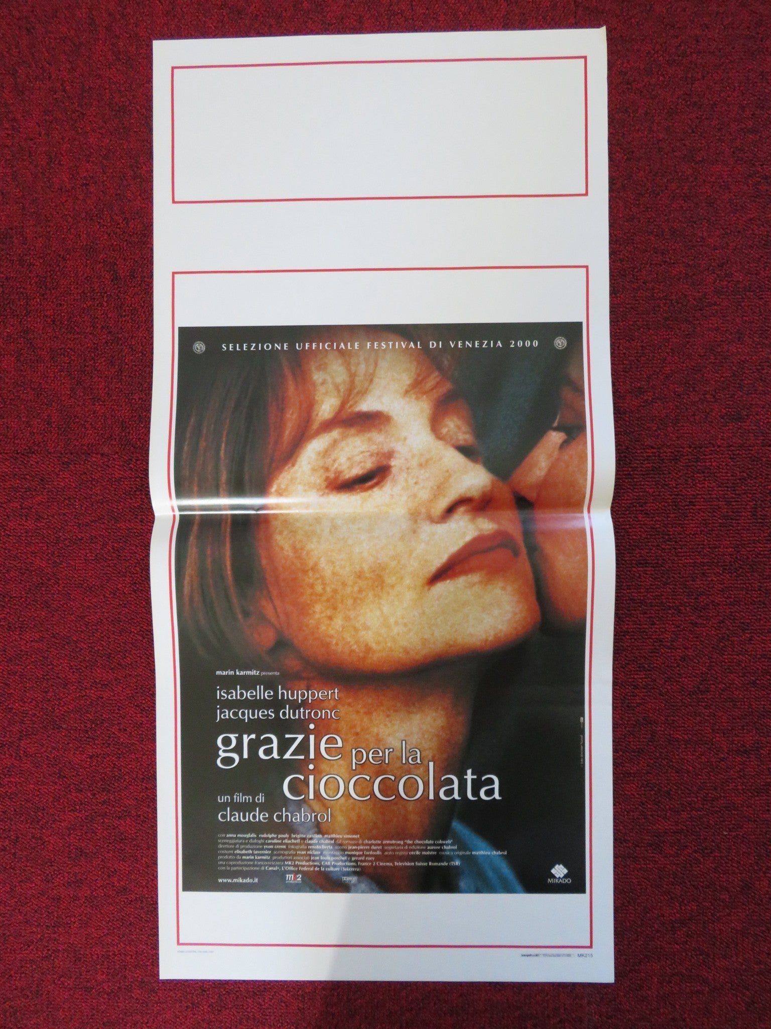 GRAZIE PER LA CIOCCOLATA ITALIAN LOCANDINA POSTER ISABELLE HUPPERT J. DUTRO 2000 Rendezvous Cinema Movie posters