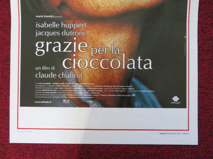 GRAZIE PER LA CIOCCOLATA ITALIAN LOCANDINA POSTER ISABELLE HUPPERT J. DUTRO 2000 Rendezvous Cinema Movie posters