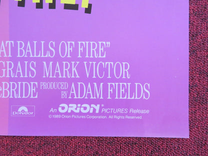 GREAT BALLS OF FIRE! FOLDED US ONE SHEET POSTER DENNIS QUAID WINONA RYDER 1989 Rendezvous Cinema Movie posters