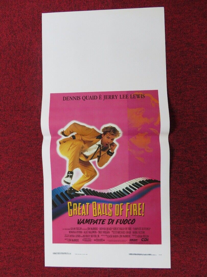 GREAT BALLS OF FIRE! ITALIAN LOCANDINA (27.5"x13") POSTER D QUAID W RYDER 1989 Movie posters