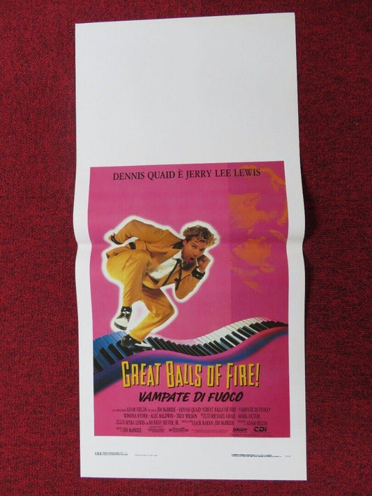 GREAT BALLS OF FIRE! ITALIAN LOCANDINA (27.5"x13") POSTER D QUAID W RYDER 1989 Movie posters