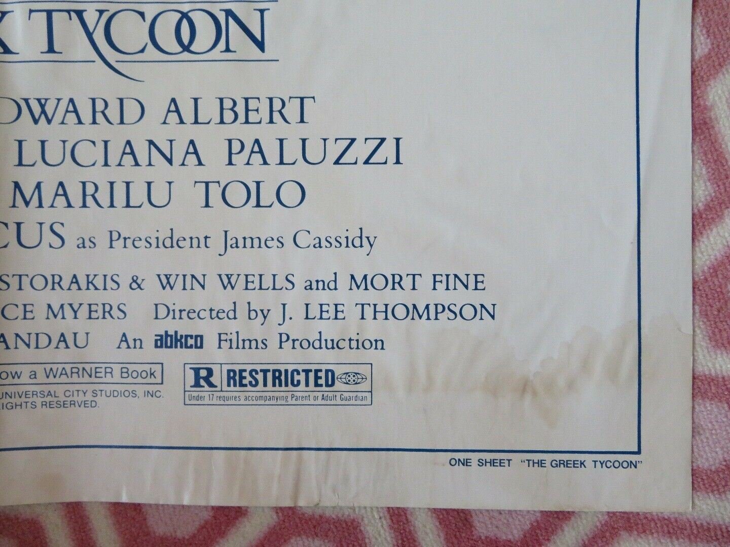 GREEK TYCOON FOLDED US ONE SHEET POSTER ANTHONY QUINN JACQUELINE BISSET 1978 Movie posters