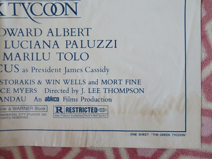 GREEK TYCOON FOLDED US ONE SHEET POSTER ANTHONY QUINN JACQUELINE BISSET 1978 Movie posters