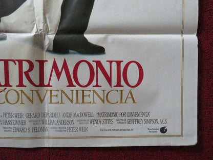 GREEN CARD ARGENTINA ONE SHEET FOLDED POSTER GERARD DEPARDIEU ANDIE MACDOWELL Movie posters