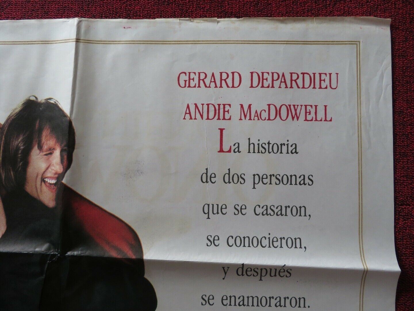 GREEN CARD ARGENTINA ONE SHEET FOLDED POSTER GERARD DEPARDIEU ANDIE MACDOWELL Movie posters