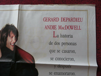 GREEN CARD ARGENTINA ONE SHEET FOLDED POSTER GERARD DEPARDIEU ANDIE MACDOWELL Movie posters