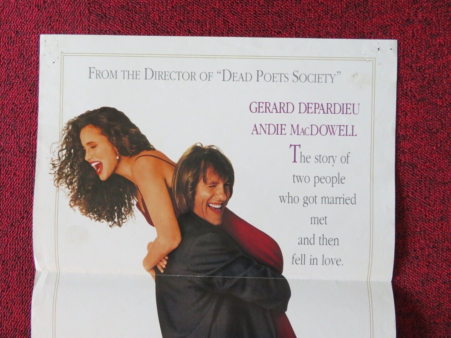 GREEN CARD FOLDED AUSTRALIAN DAYBILL POSTER GÉRARD DEPARDIEU ANDIE MACDOWELL '90 Movie posters